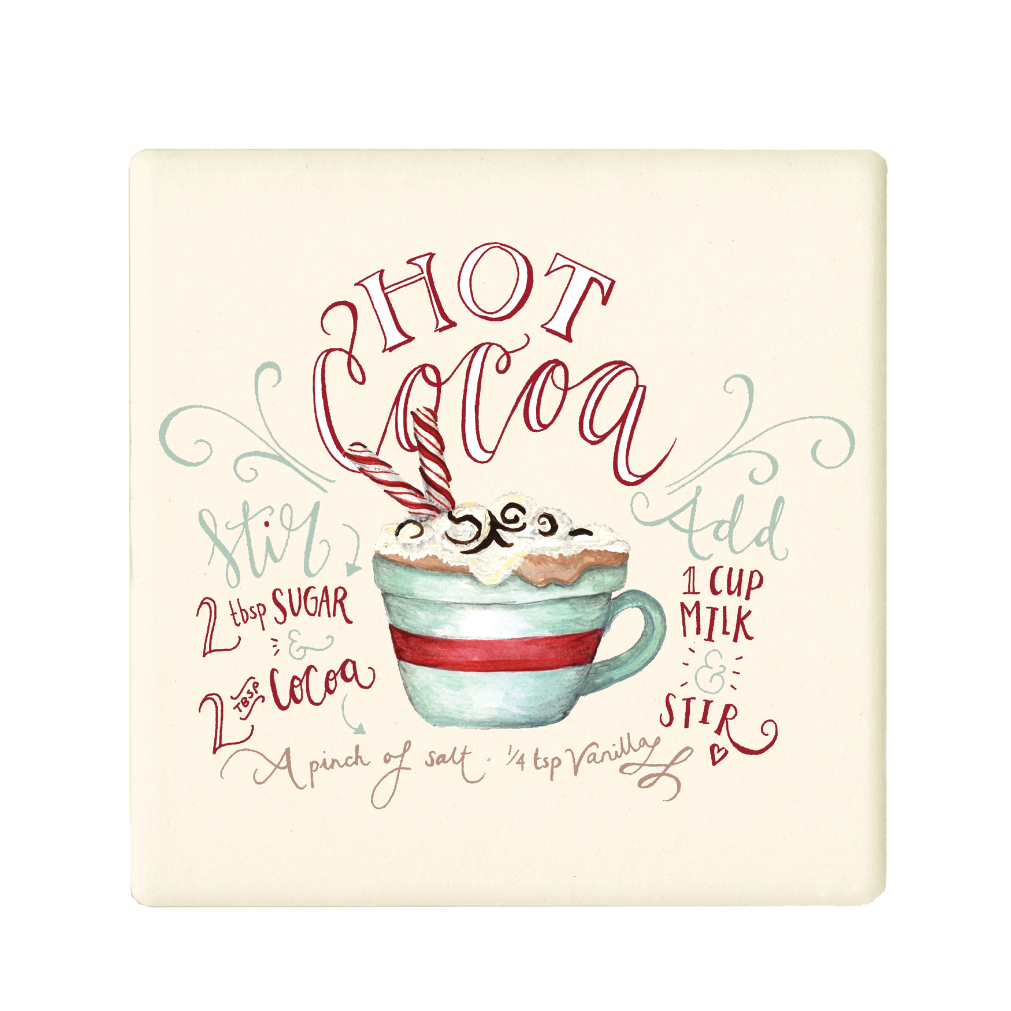 Hot Cocoa Recipe Stone Coaster